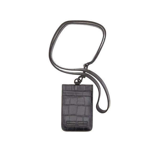발렌시아가 발렌시아가 Balenciaga Black Gossip Croco Embossed Leather Card Holder With Strap 674849 23EC7 1000