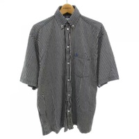 발렌시아가 Balenciaga Short-Sleeved Stripe Cotton Shirt 681755 TLVJ9 1070