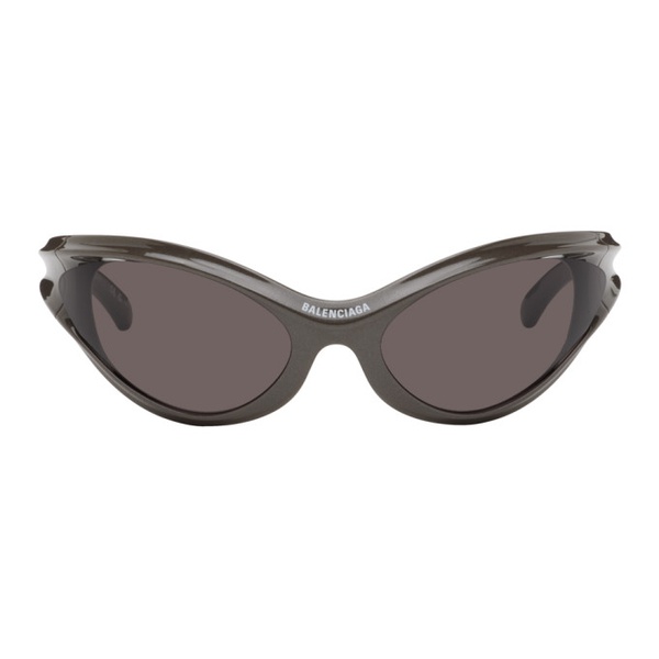 발렌시아가 발렌시아가 Balenciaga Gray Dynamo Round Sunglasses 242342M134028