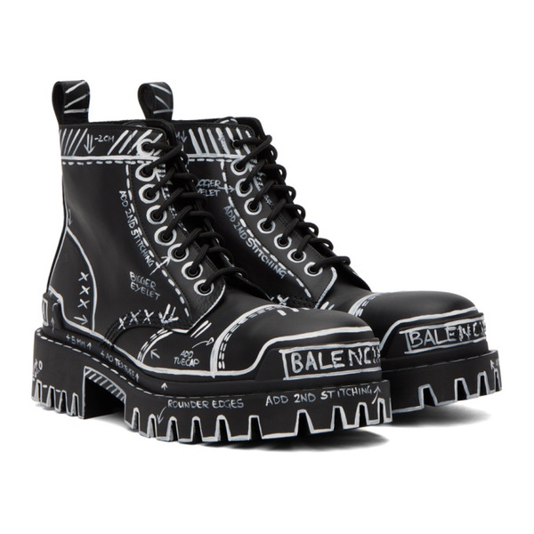 발렌시아가 발렌시아가 Balenciaga Black Strike Lace-Up Boots 231342M255000