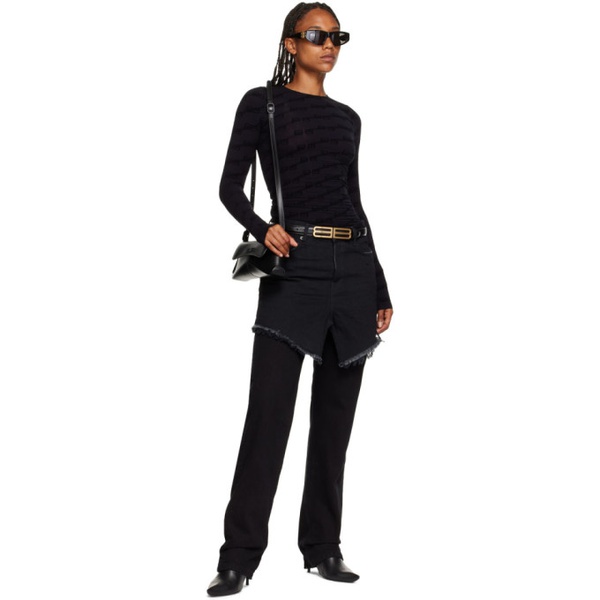 발렌시아가 발렌시아가 Balenciaga Black Asymmetric Miniskirt 222342F090000