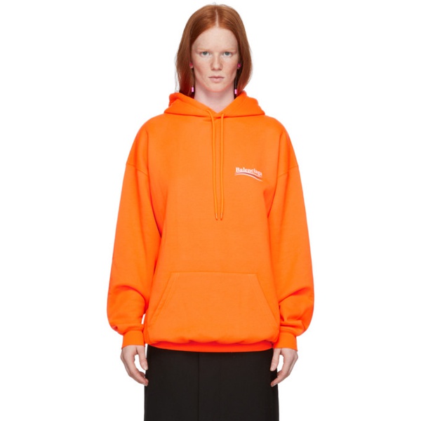 발렌시아가 발렌시아가 Balenciaga Orange Political Campaign Medium Fit Hoodie 212342F097023