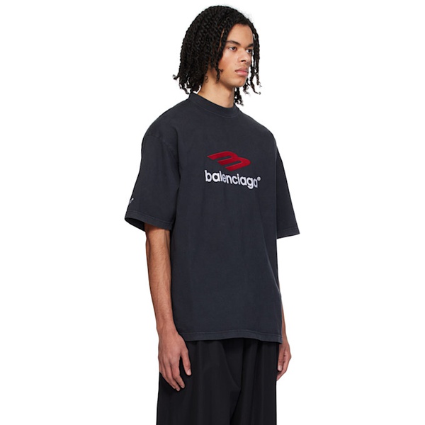 발렌시아가 발렌시아가 Balenciaga Black 3B Sports Icon T-Shirt 241342M213027