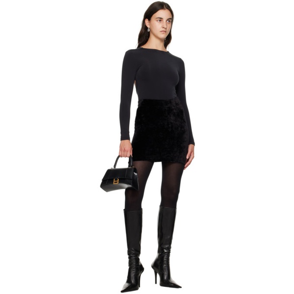 발렌시아가 발렌시아가 Balenciaga Black Drawstring Miniskirt 232342F090000