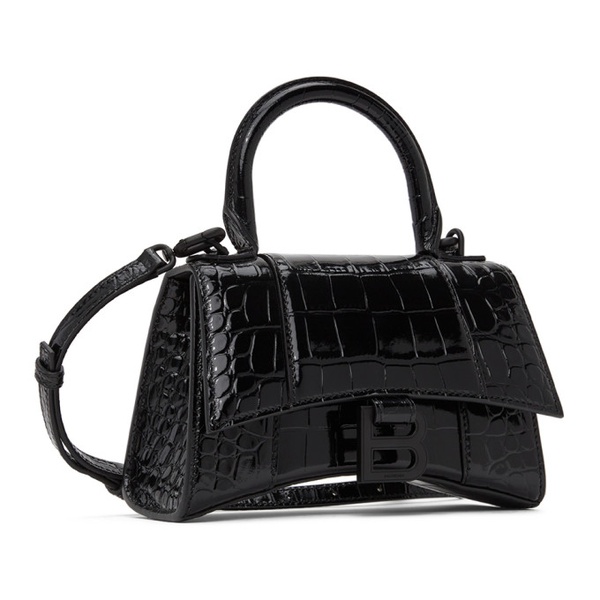 발렌시아가 발렌시아가 Balenciaga Black XS Hourglass Top Handle Bag 221342F046026