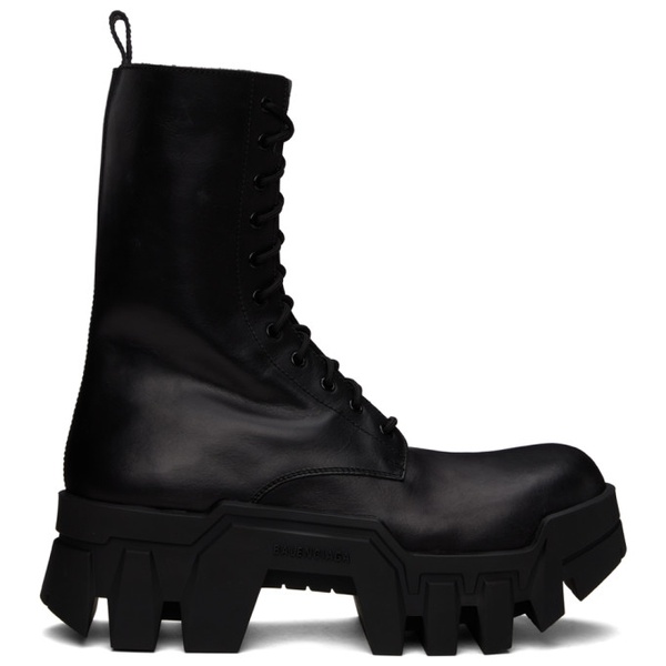 발렌시아가 발렌시아가 Balenciaga Black Bulldozer Lace-Up Boots 241342M255000