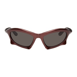 발렌시아가 Balenciaga Burgundy Bat Rectangle Sunglasses 242342M134060