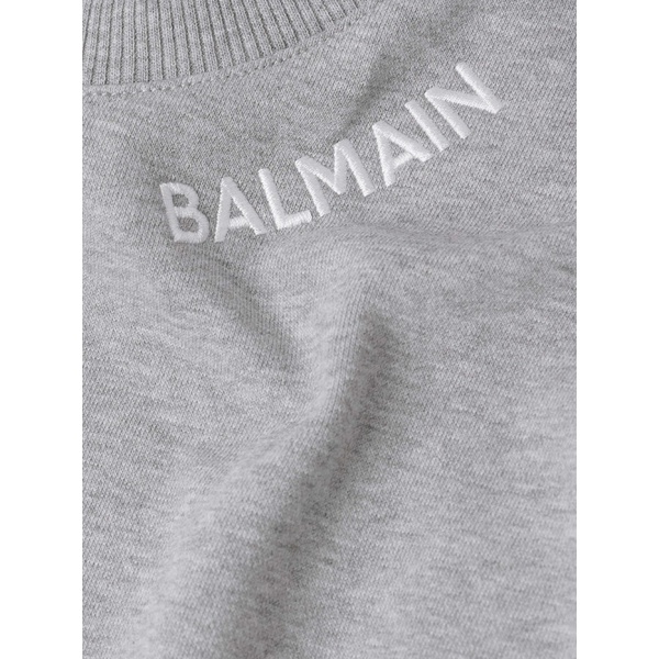 발망 발망 BALMAIN Logo-Embroidered Cotton-Jersey Sweatshirt 1647597323652300