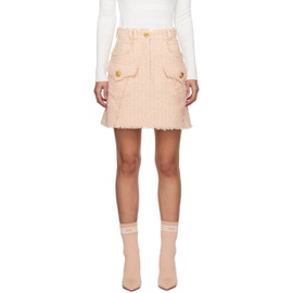 발망 Balmain Pink Flap Pocket Miniskirt 241251F090002