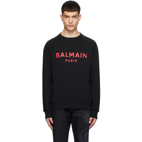 발망 발망 Balmain Black Paris Print Sweatshirt 241251M204024