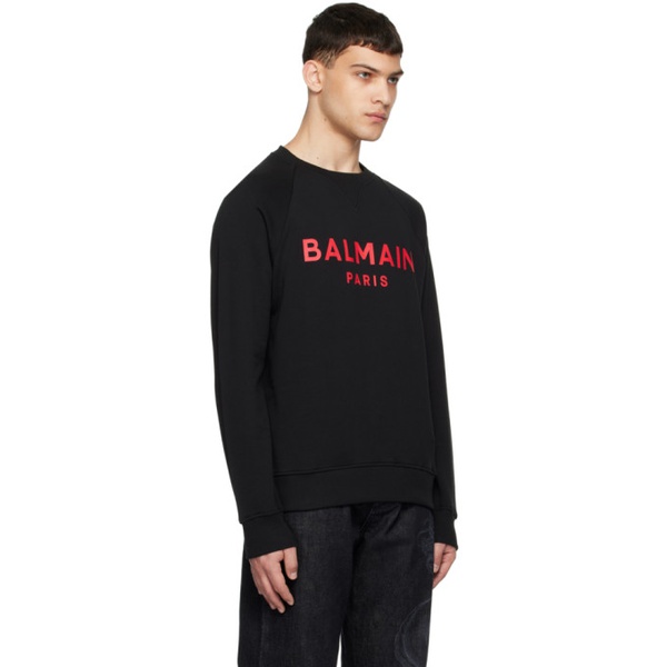 발망 발망 Balmain Black Paris Print Sweatshirt 241251M204024