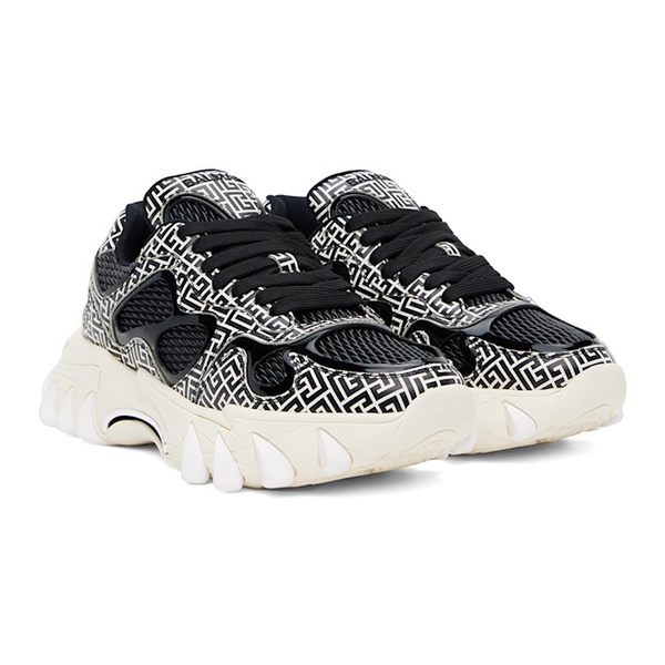 발망 발망 Balmain Black & White B-East Calfskin Sneakers 241251M237043