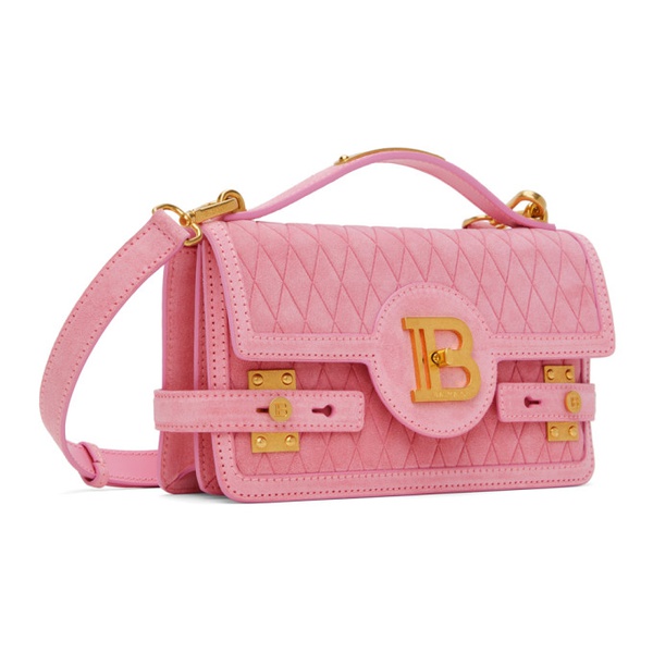 발망 발망 Balmain Pink B-Buzz 24 Suede Bag 241251F048040
