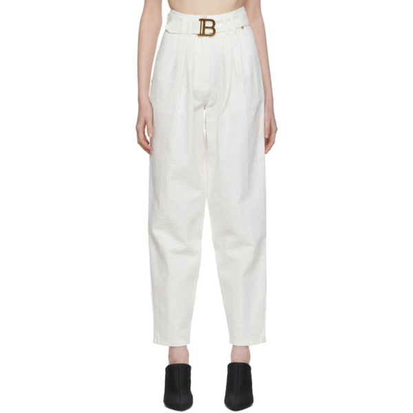 발망 발망 Balmain White Denim Belted Logo Trousers 221251F087000