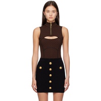 발망 Balmain Brown Monogram Bodysuit 231251F358000