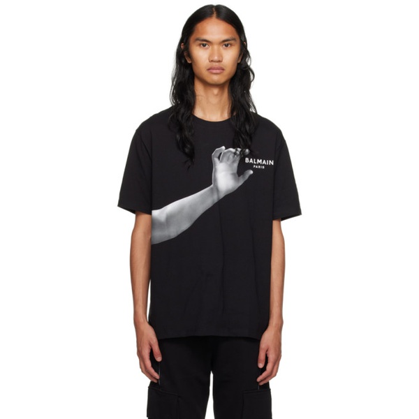 발망 발망 Balmain Black Statue T-Shirt 231251M213074