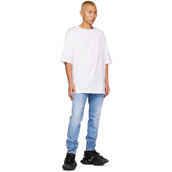 발망 발망 Balmain White Printed T-Shirt 231251M213022