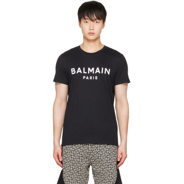 발망 발망 Balmain Black Print T-Shirt 222251M213014
