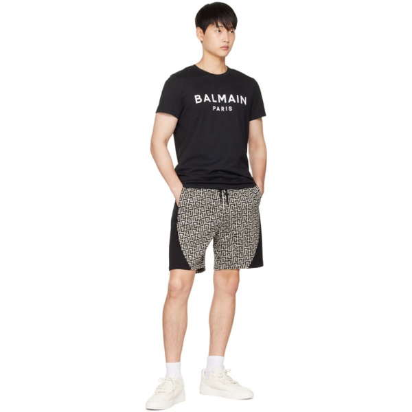 발망 발망 Balmain Black Print T-Shirt 222251M213014