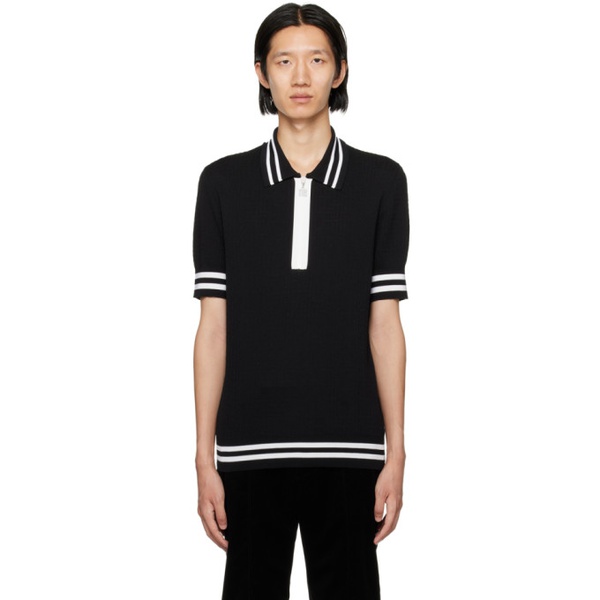 발망 발망 Balmain Black Half-Zip Polo 232251M212000