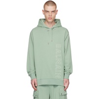 발망 Balmain Green Embossed Hoodie 231251M202031