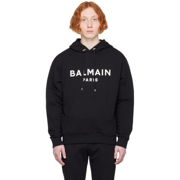 발망 발망 Balmain Black Printed Hoodie 231251M202006