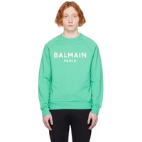 발망 Balmain Green Printed Sweatshirt 231251M204007