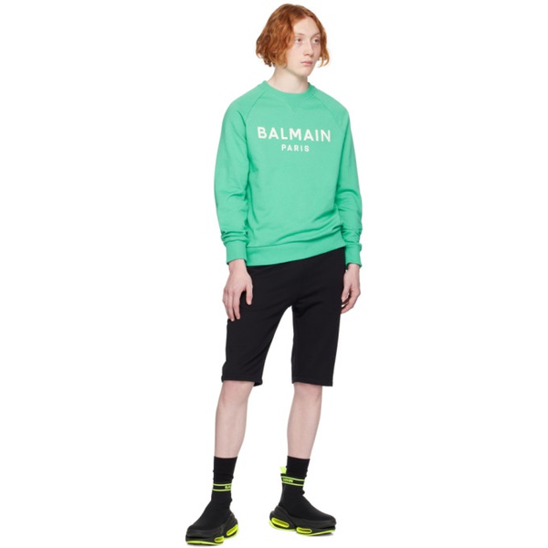 발망 발망 Balmain Green Printed Sweatshirt 231251M204007