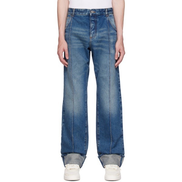 발망 발망 Balmain Blue Straight Jeans 232251M186005