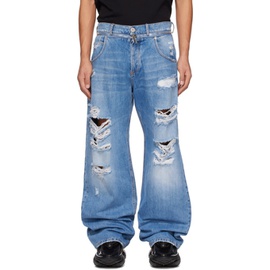 발망 Balmain Blue Zip Jeans 231251M186009
