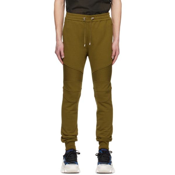 발망 발망 Balmain Khaki Paneled Lounge Pants 231251M190001