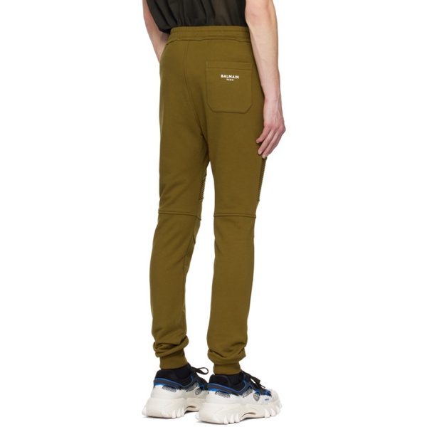 발망 발망 Balmain Khaki Paneled Lounge Pants 231251M190001