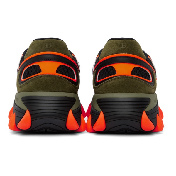 발망 발망 Balmain Khaki & Orange B-East Sneakers 232251M237023