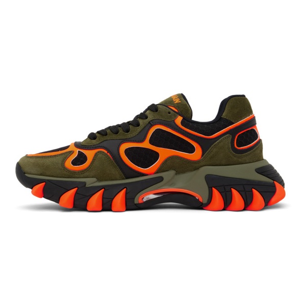 발망 발망 Balmain Khaki & Orange B-East Sneakers 232251M237023