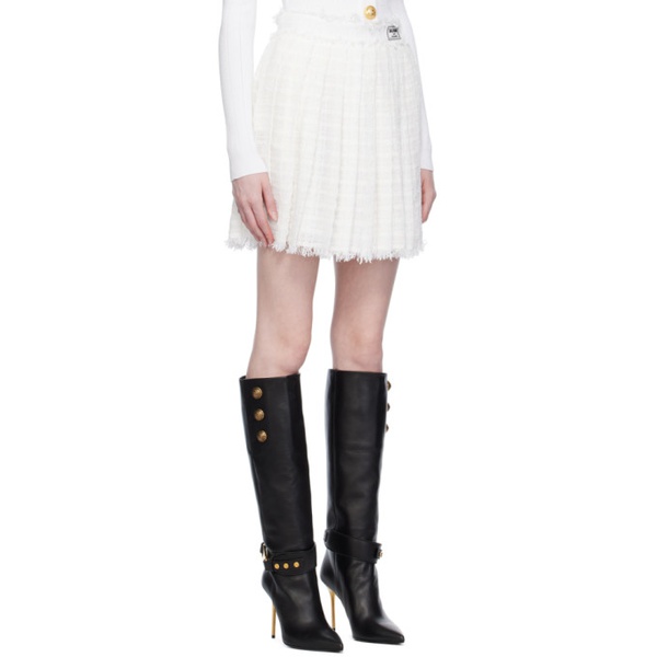 발망 발망 Balmain White Fringed Miniskirt 231251F090053