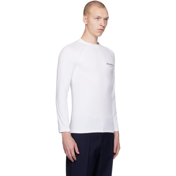 발망 발망 Balmain White Raglan Long Sleeve T-Shirt 231251M213052