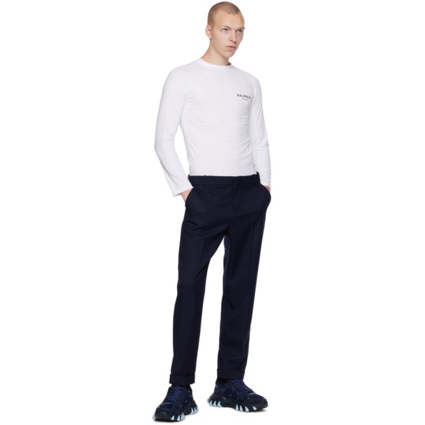 발망 발망 Balmain White Raglan Long Sleeve T-Shirt 231251M213052