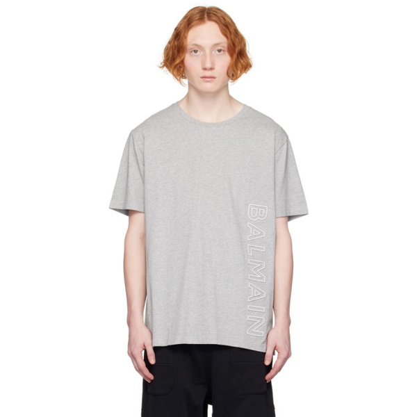 발망 발망 Balmain Gray Reflective T-Shirt 231251M213029