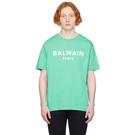 발망 Balmain Green Printed T-Shirt 231251M213006