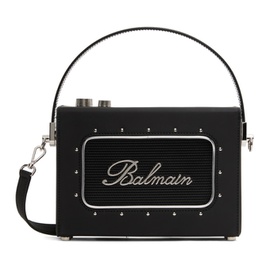발망 Balmain Black Radio Rubber-Effect Leather Bag 241251M171001