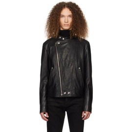 발망 Balmain Black Zip Leather Jacket 241251M181000