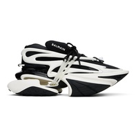 발망 Balmain Black & White Leather Unicorn Low-Top Sneakers 242251M237018