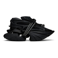 발망 Balmain Black Leather Unicorn Low-Top Sneakers 242251M237020
