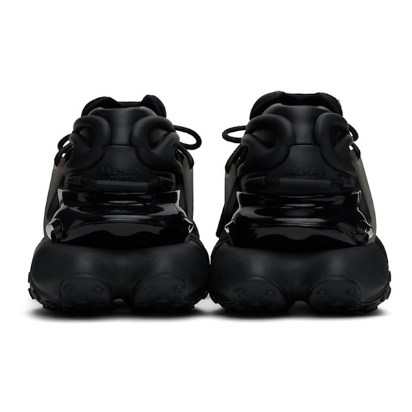 발망 발망 Balmain Black Leather Unicorn Low-Top Sneakers 242251M237020