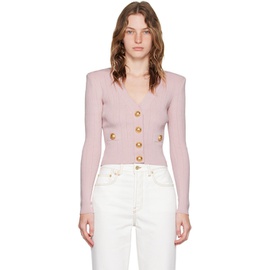 발망 Balmain Pink Cropped Cardigan 242251F095011