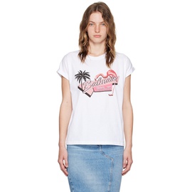 발망 Balmain White Flamingo T-Shirt 242251F110008