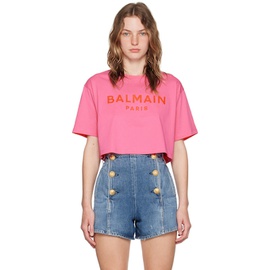 Pink 발망 Balmain Paris Cropped T-Shirt 242251F110007