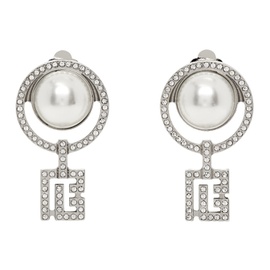 발망 Balmain Silver Pearl Art Deco Rhinestones Earrings 242251F022000