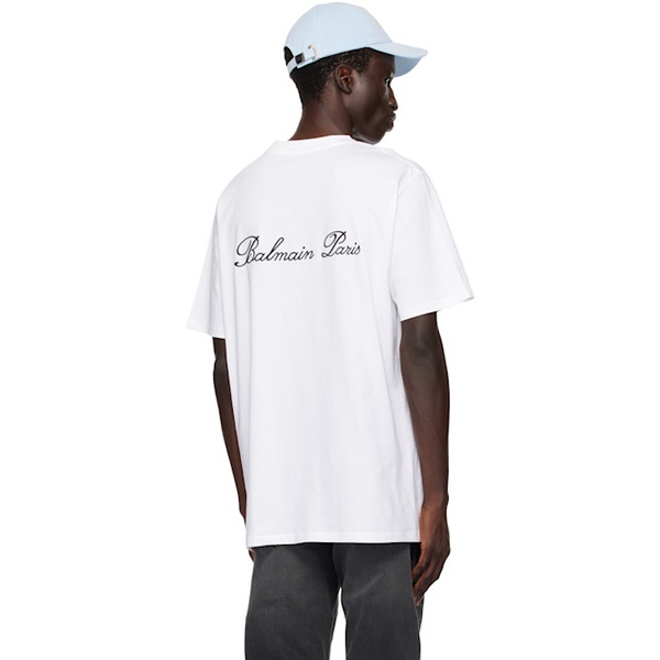 발망 White 발망 Balmain Signature T-Shirt 242251M213015