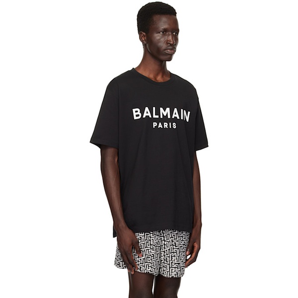 발망 Black Printed 발망 Balmain Paris T-Shirt 242251M213030